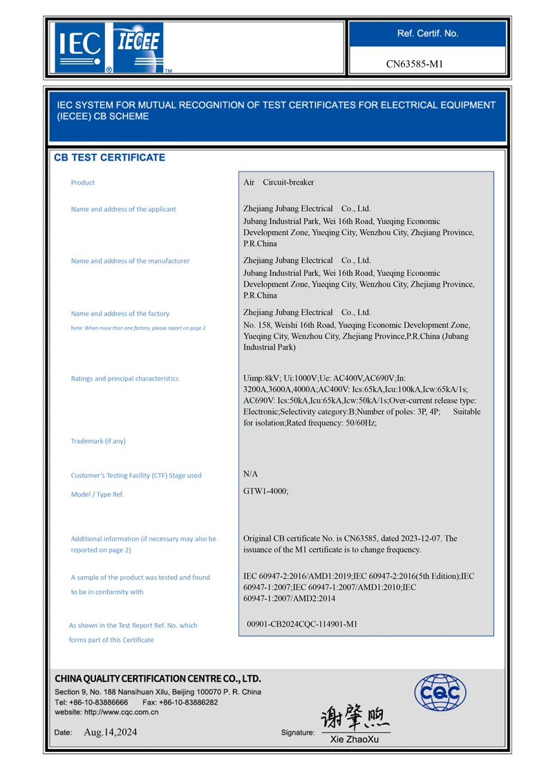 CB Certificate – GTW1-4000