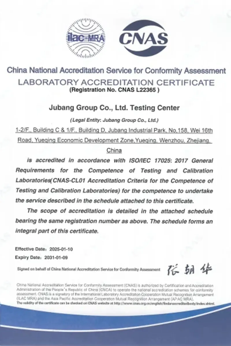 ISO/IEC 17025 Laboratory Accreditation Certificate