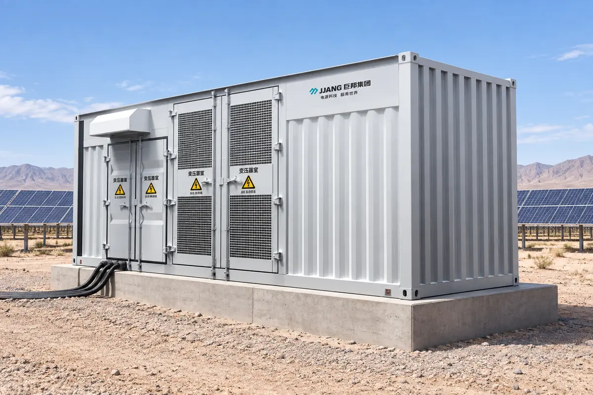 Booster enclosure louvers and sealed cable entries at a desert solar site